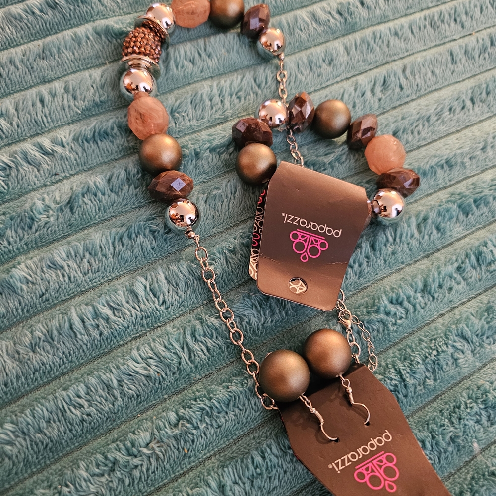 Brown and Gold Beaded Necklace